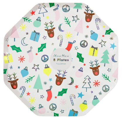 Meri Meri Festive Fun Dinner Plates (Pack of 8) - partyalacarte.co.in
