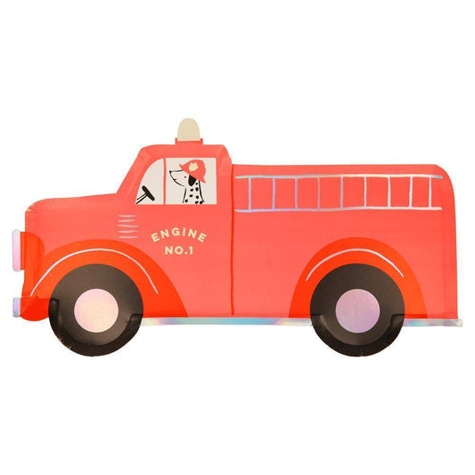 Meri Meri Fire Truck Plates (x 8) - partyalacarte.co.in