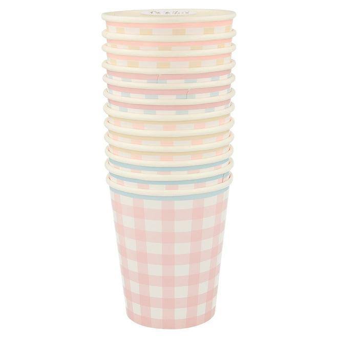 Meri Meri Gingham Cups (set of 12) - partyalacarte.co.in