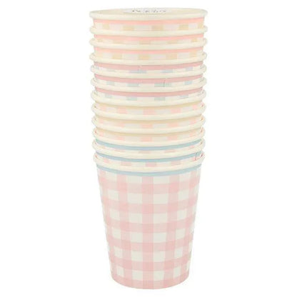 Meri Meri Gingham Cups (set of 12) - partyalacarte.co.in