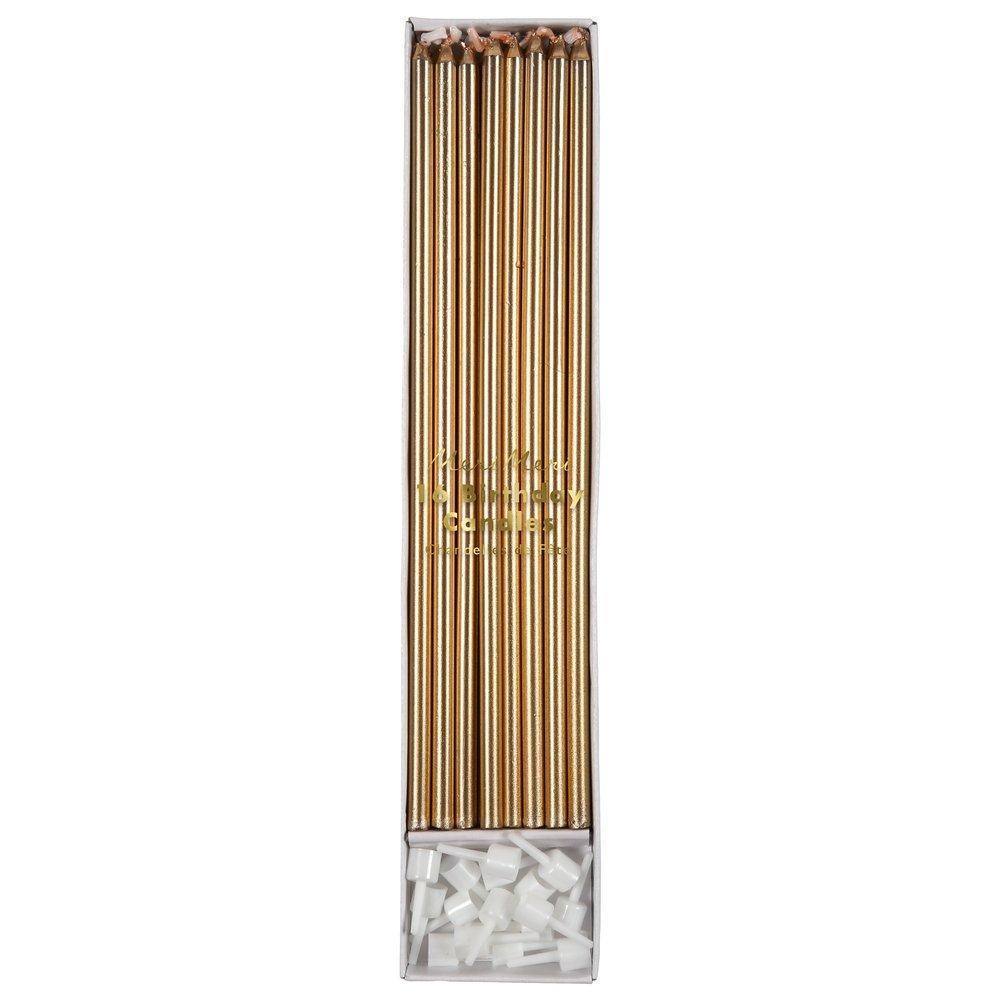 Meri Meri Gold Long Candles (set of 16) - partyalacarte.co.in