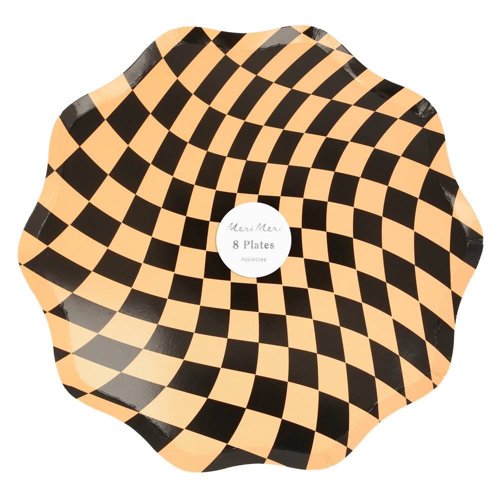 Meri Meri Halloween Checker Dinner Plates (x 8) - partyalacarte.co.in