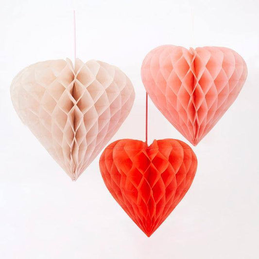 Meri Meri Heart Honeycomb Decorations (set of 6) - partyalacarte.co.in