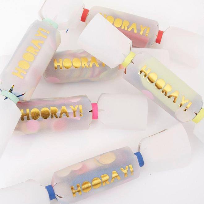 Meri Meri Hooray Confetti Small Crackers (set of 6) - partyalacarte.co.in