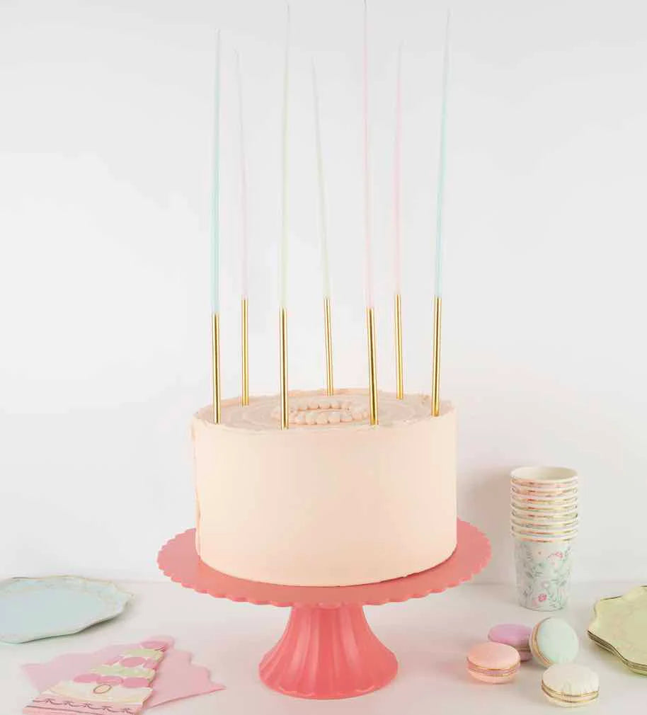 Meri Meri Laduree Paris Gold Dipped Tall Tapered Candles (x 12) - partyalacarte.co.in