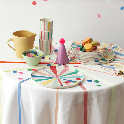 Meri Meri Large Bright Stripe Reusable Bamboo Plates (x 6) - partyalacarte.co.in