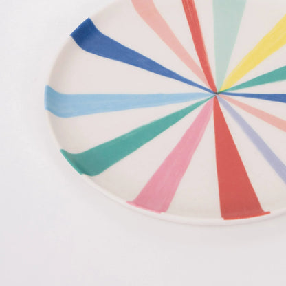 Meri Meri Large Bright Stripe Reusable Bamboo Plates (x 6) - partyalacarte.co.in