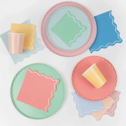 Mixed Wavy Line Small Napkins (x16)