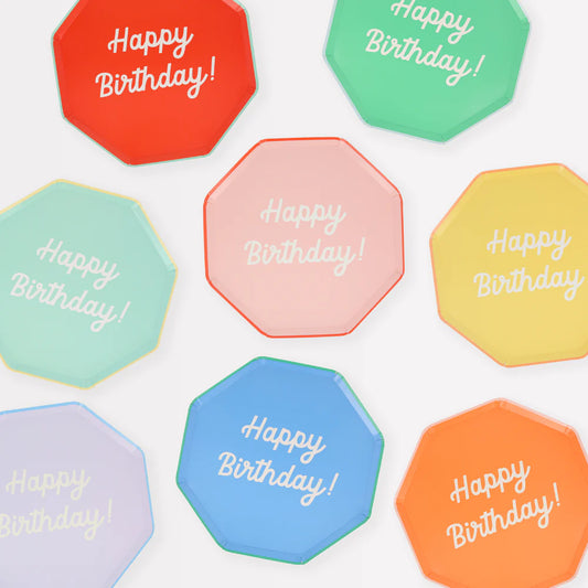 Mixed Happy Birthday Side Plates (x8)