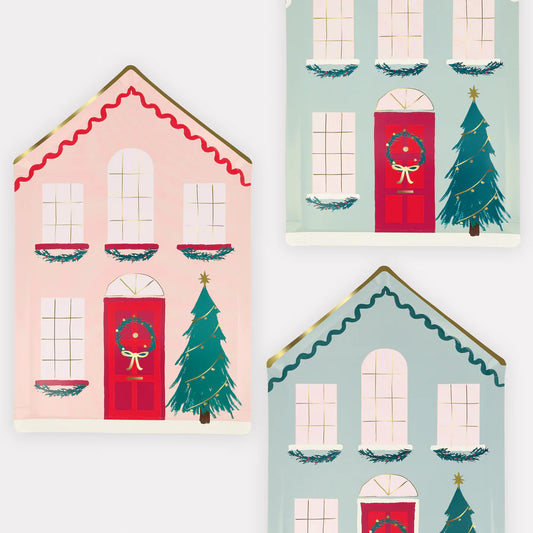 Festive House Plates (x8)