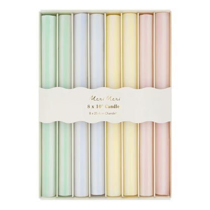 Pastel Striped Table Candles (x 8)