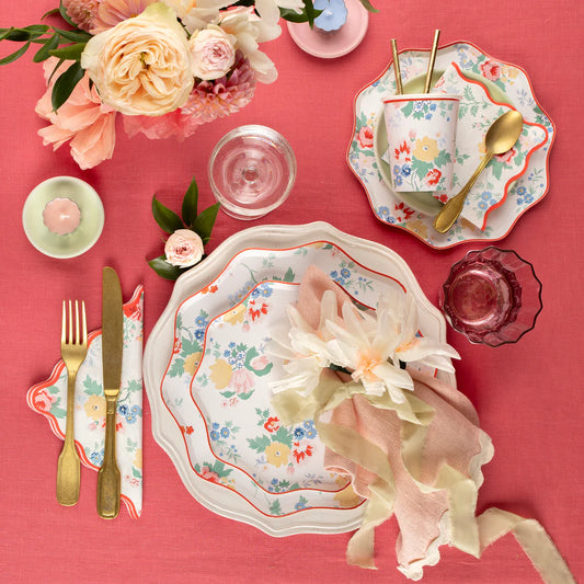 Vintage Floral Cups (x8)