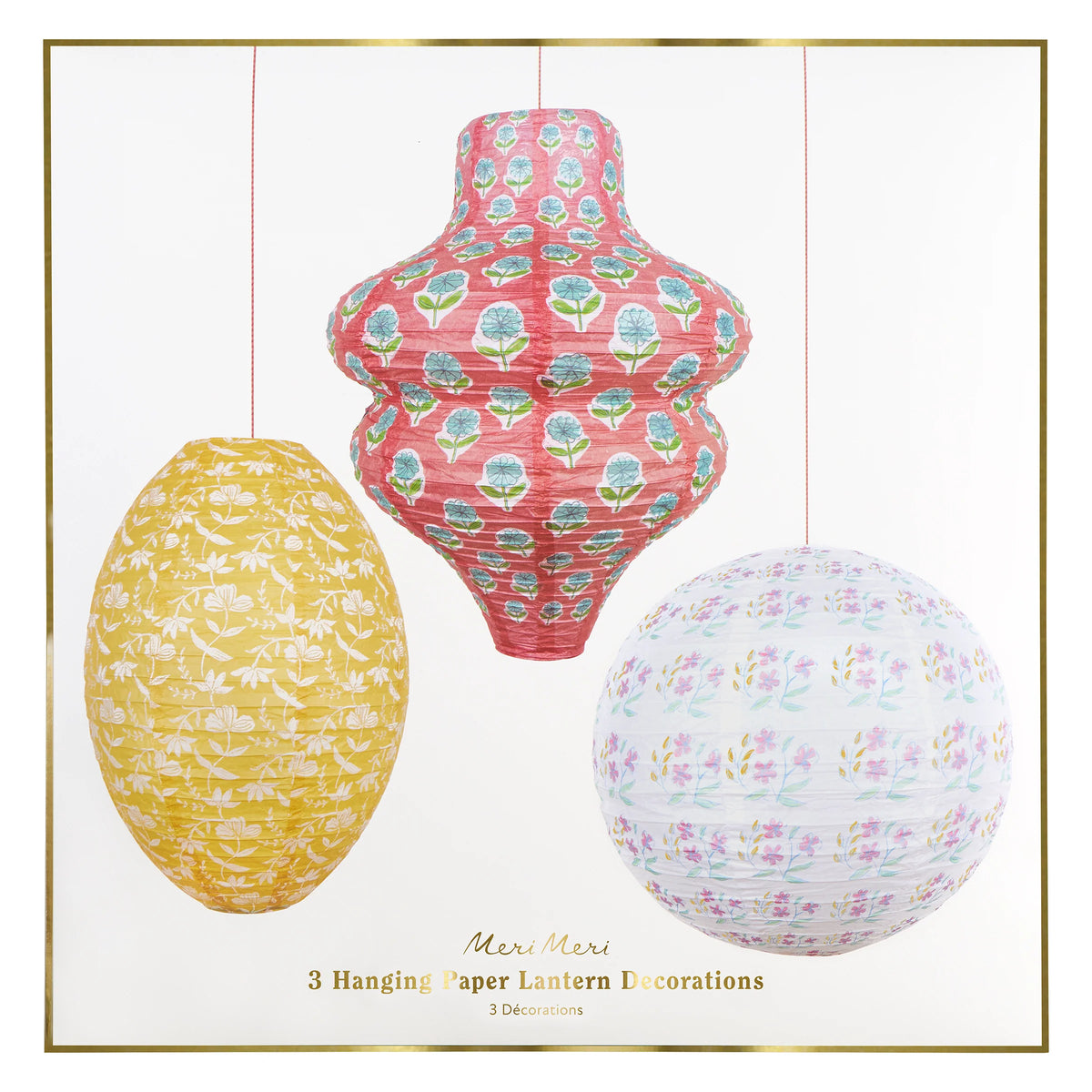 Flora Pink & Yellow Paper Lanterns | Pack of 3