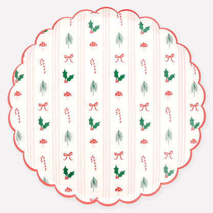 Festive Icons Stripe Side Plate (x8)