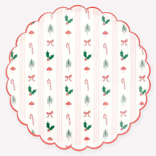 Festive Icons Stripe Side Plate (x8)
