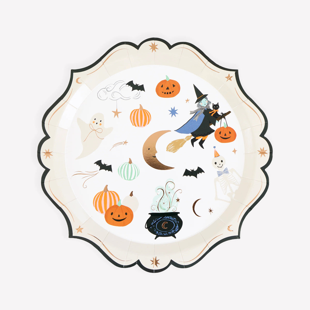 Ornate Edge Halloween Paper Side Plates | Pack of 8