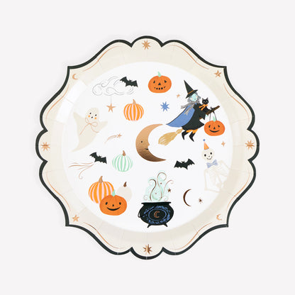 Ornate Edge Halloween Paper Side Plates | Pack of 8