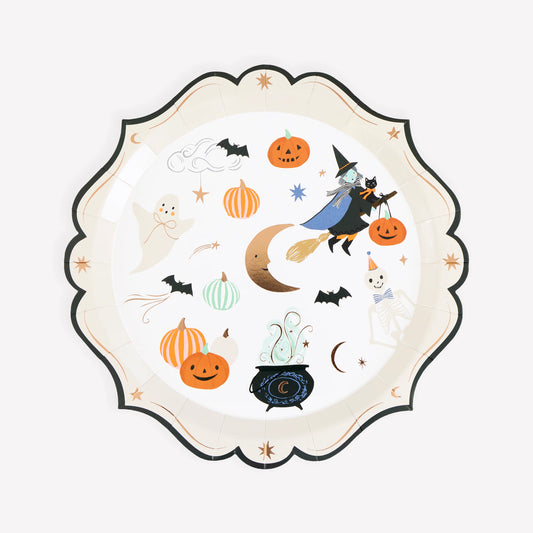 Ornate Edge Halloween Paper Side Plates | Pack of 8