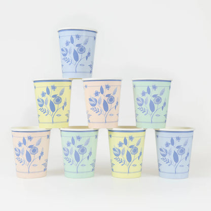 Vintage Botanical Cups (x 8)