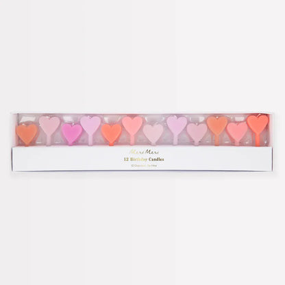Pink Heart Candles (x12)