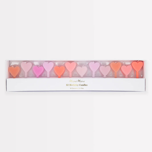 Pink Heart Candles (x12)