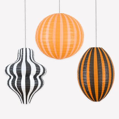 Stripy Halloween Lanterns | Pack of 3