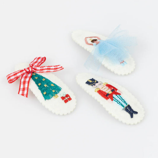 Embroidered Nutcracker Hair Clips (x5)