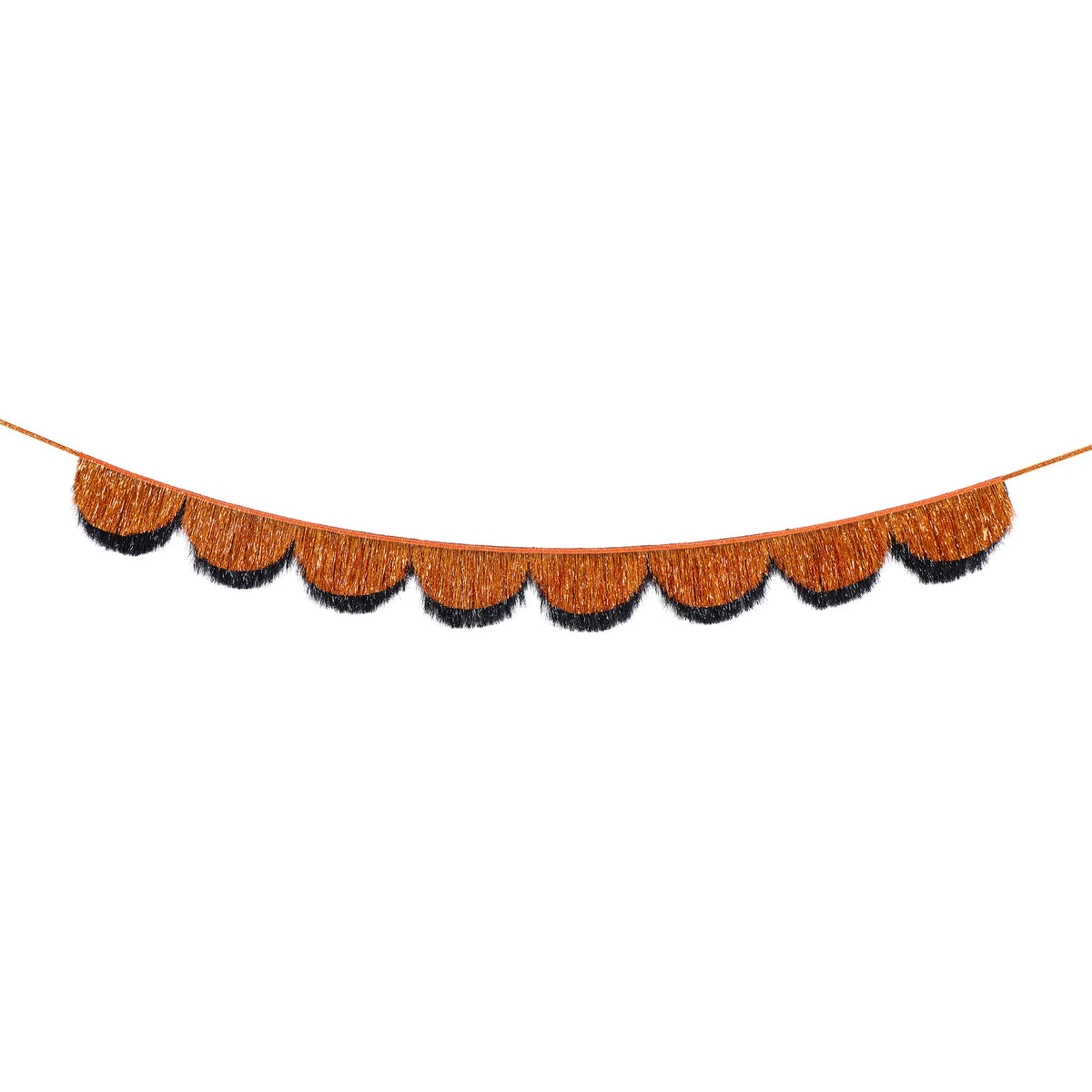 Orange & Black Tinsel Scalloped Garland