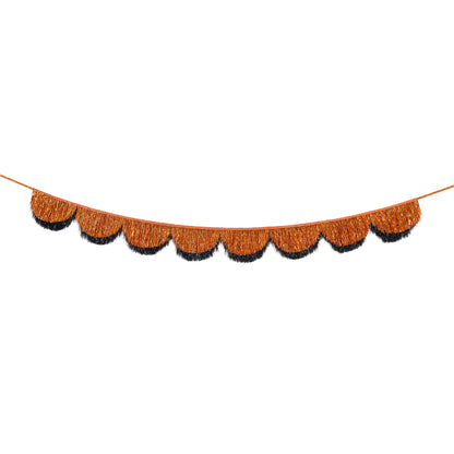 Orange & Black Tinsel Scalloped Garland
