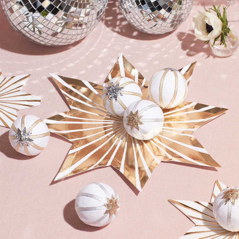 Gold Star Stripe Plates (x8)