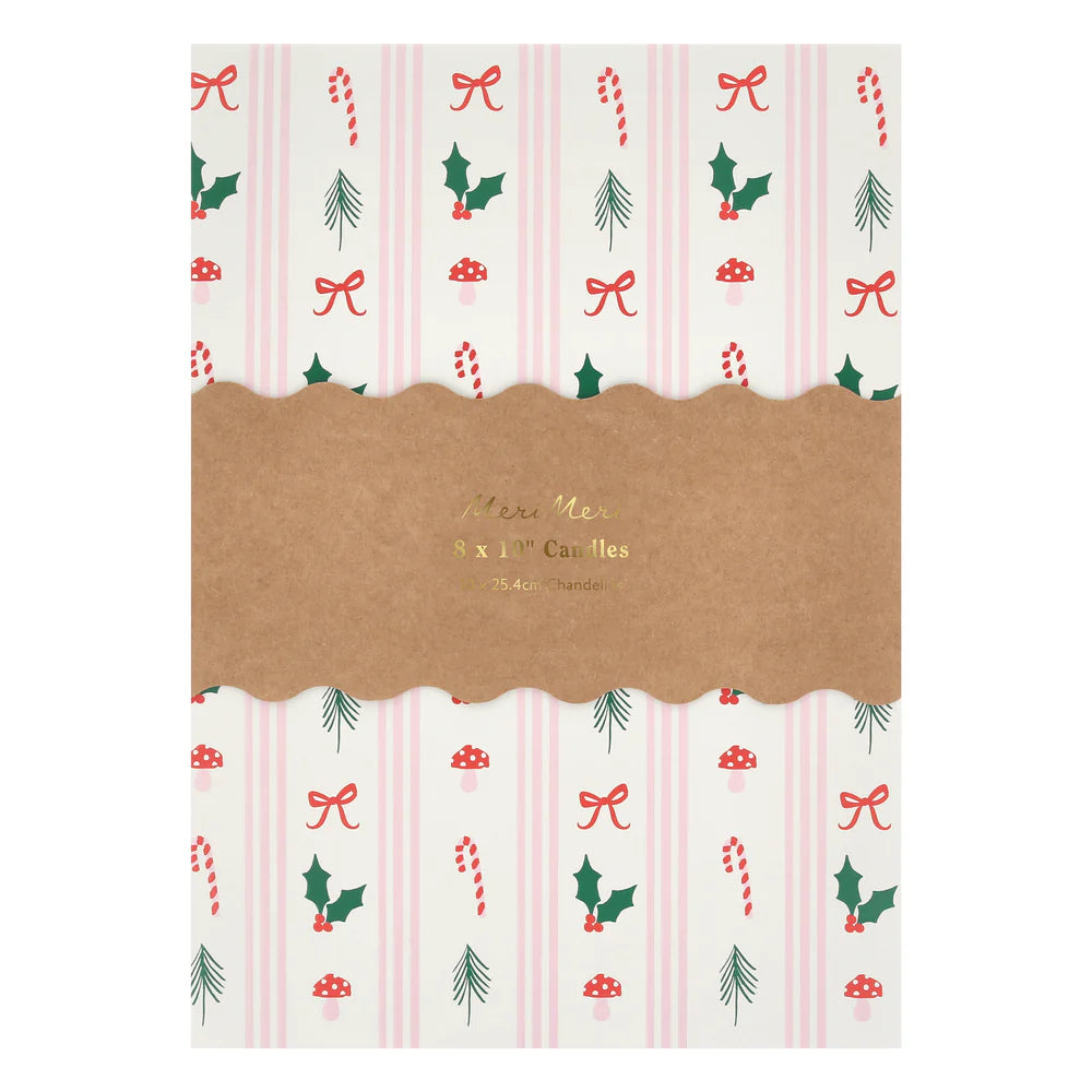 Festive Patterned Table Candles (x8)