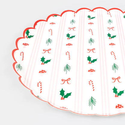 Festive Icon Stripe Dinner Plates (x8)