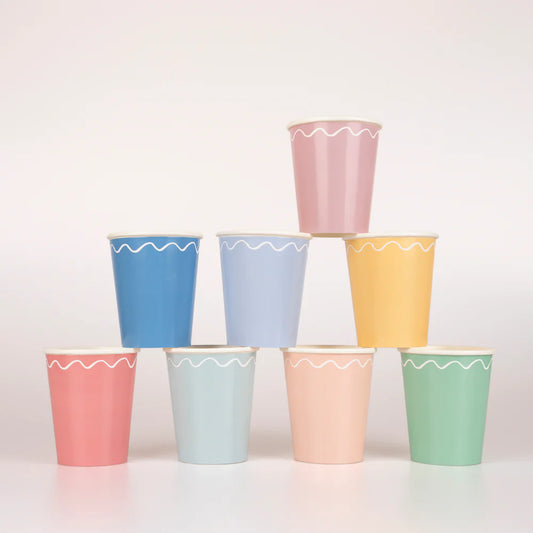 Mixed Wavy Line Cups (x8)