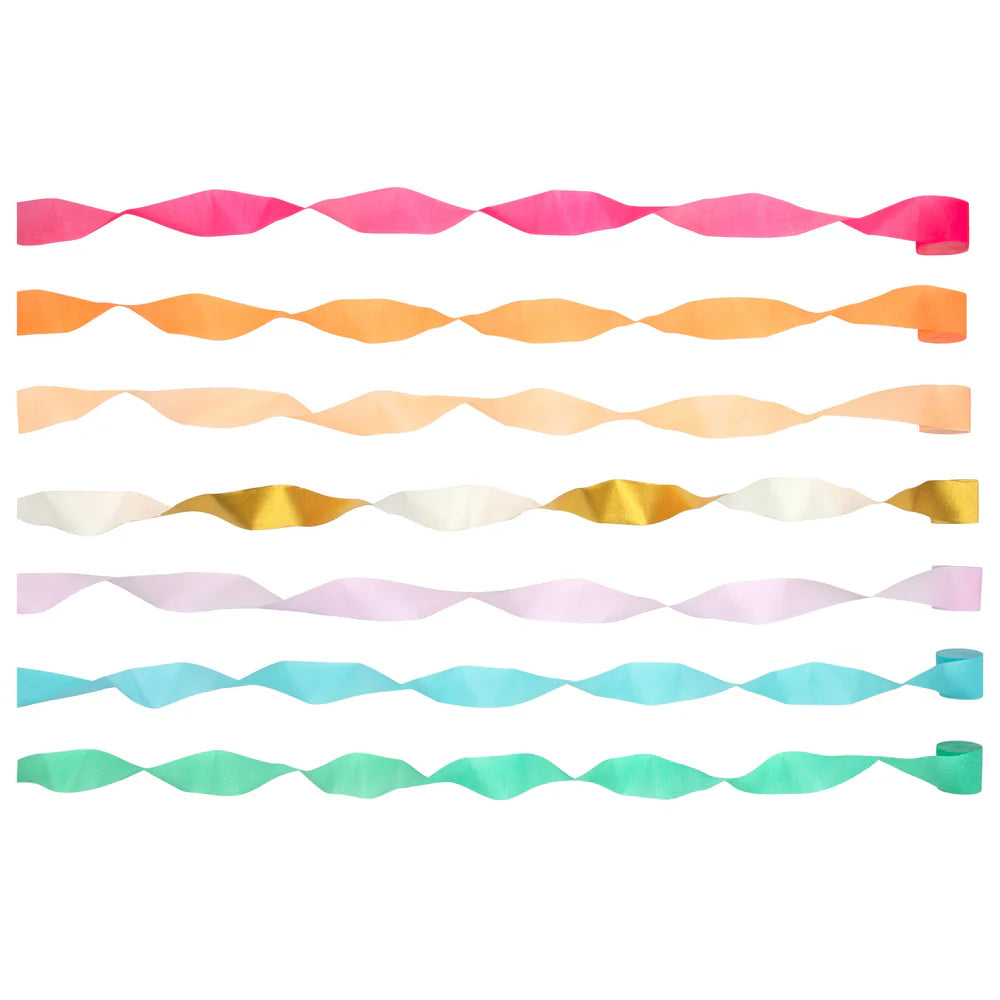 Bright Crepe Paper Streamers (x 7)
