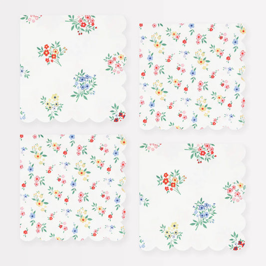 Ditsy Posy Scalloped Small Napkins (x16)