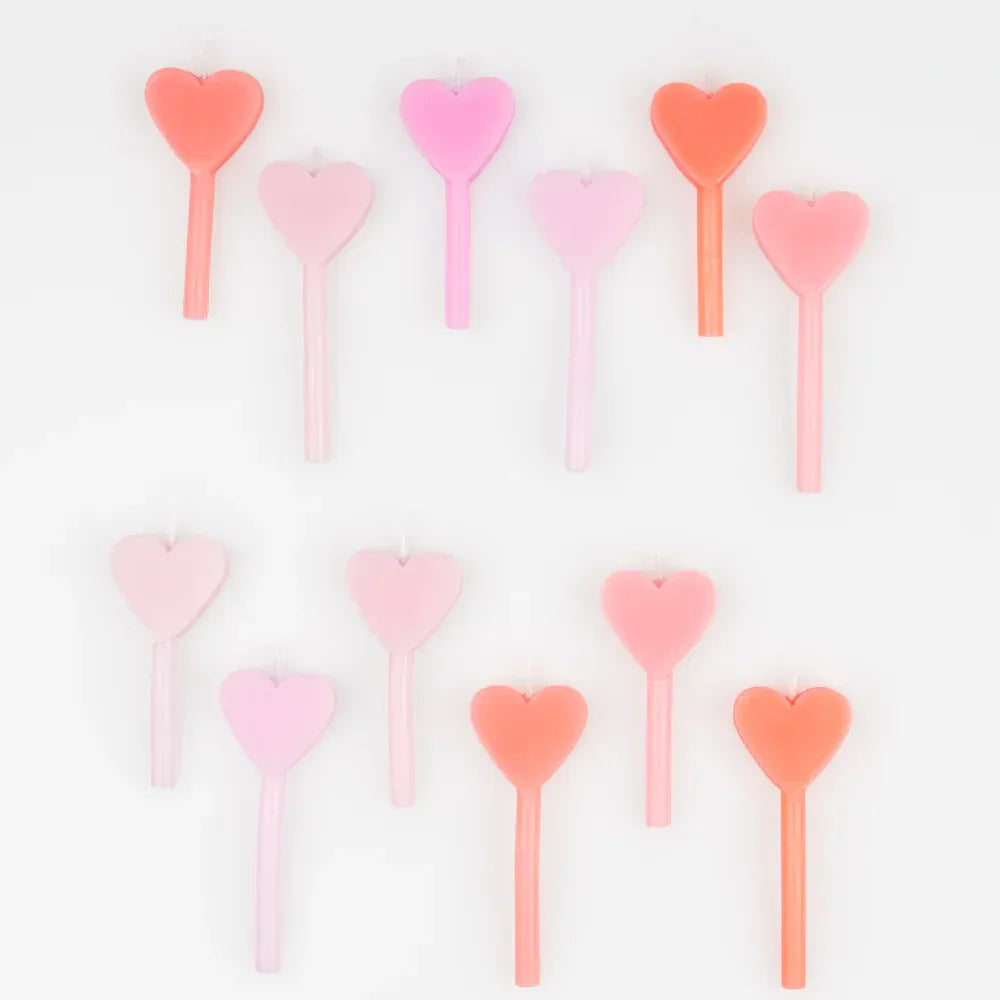 Pink Heart Candles (x12)
