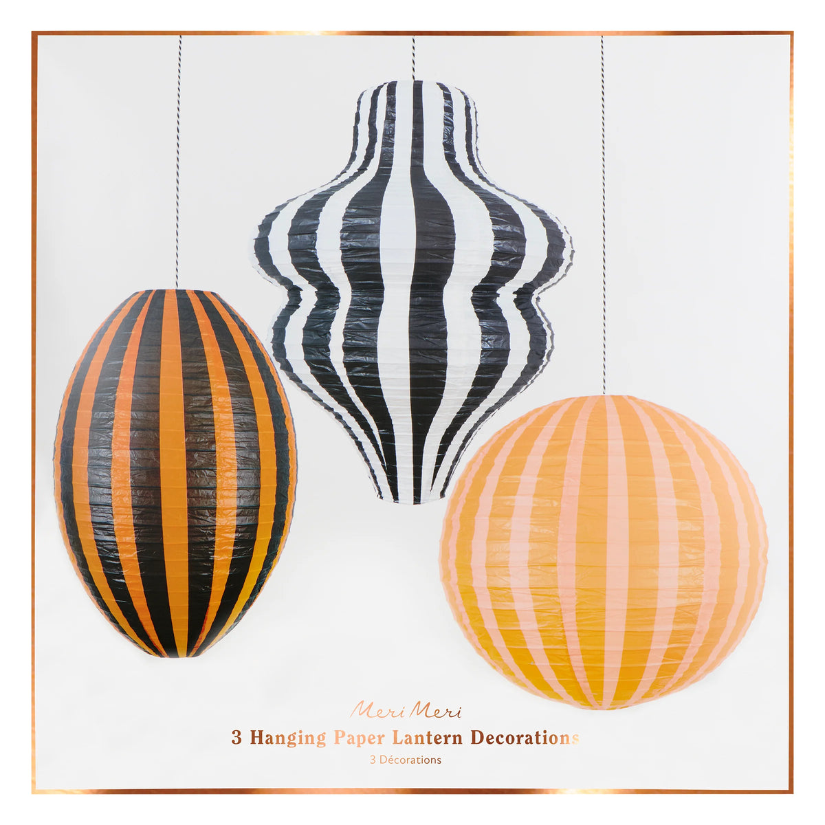 Stripy Halloween Lanterns | Pack of 3