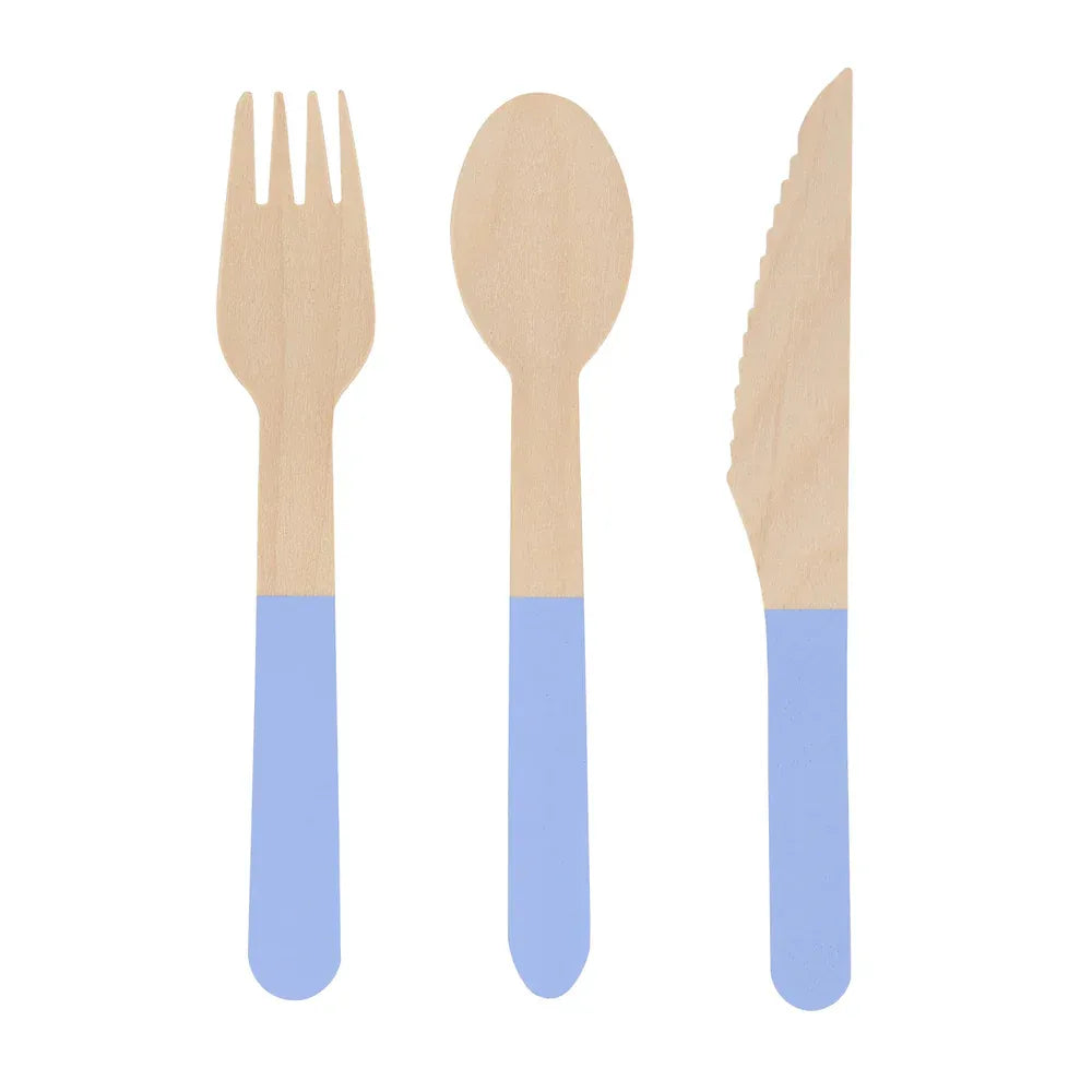 Cornflower Blue Wooden Cutlery Set (x24)