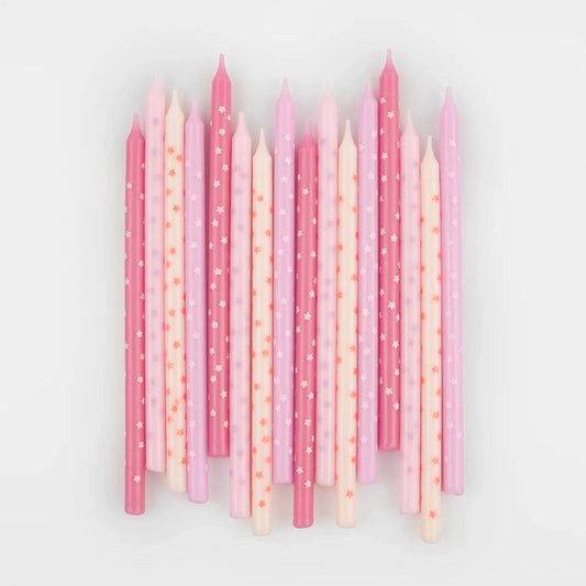 Pink Star Candles (x16)