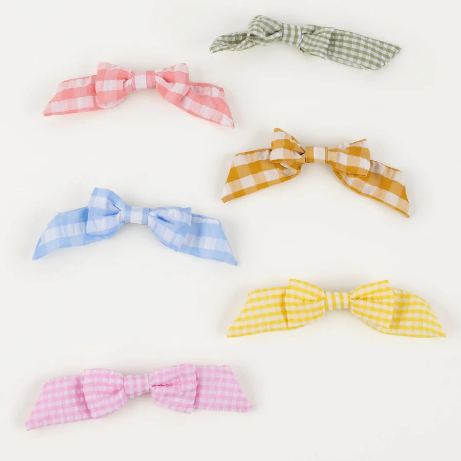 Gingham Hair Bows (x6)