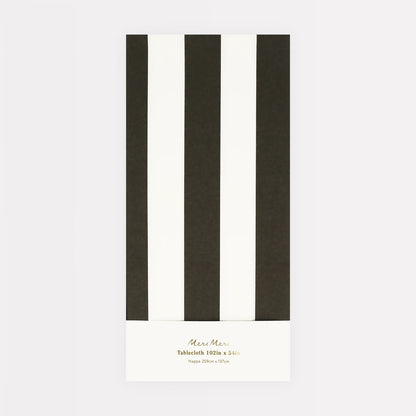 Black Striped Paper Tablecloth
