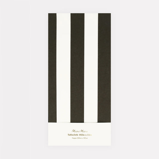 Black Striped Paper Tablecloth
