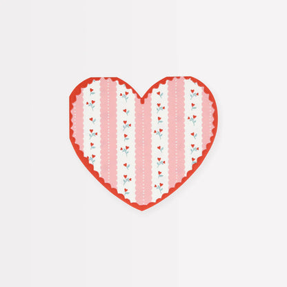 Vintage Rose Heart Napkins (x 16)