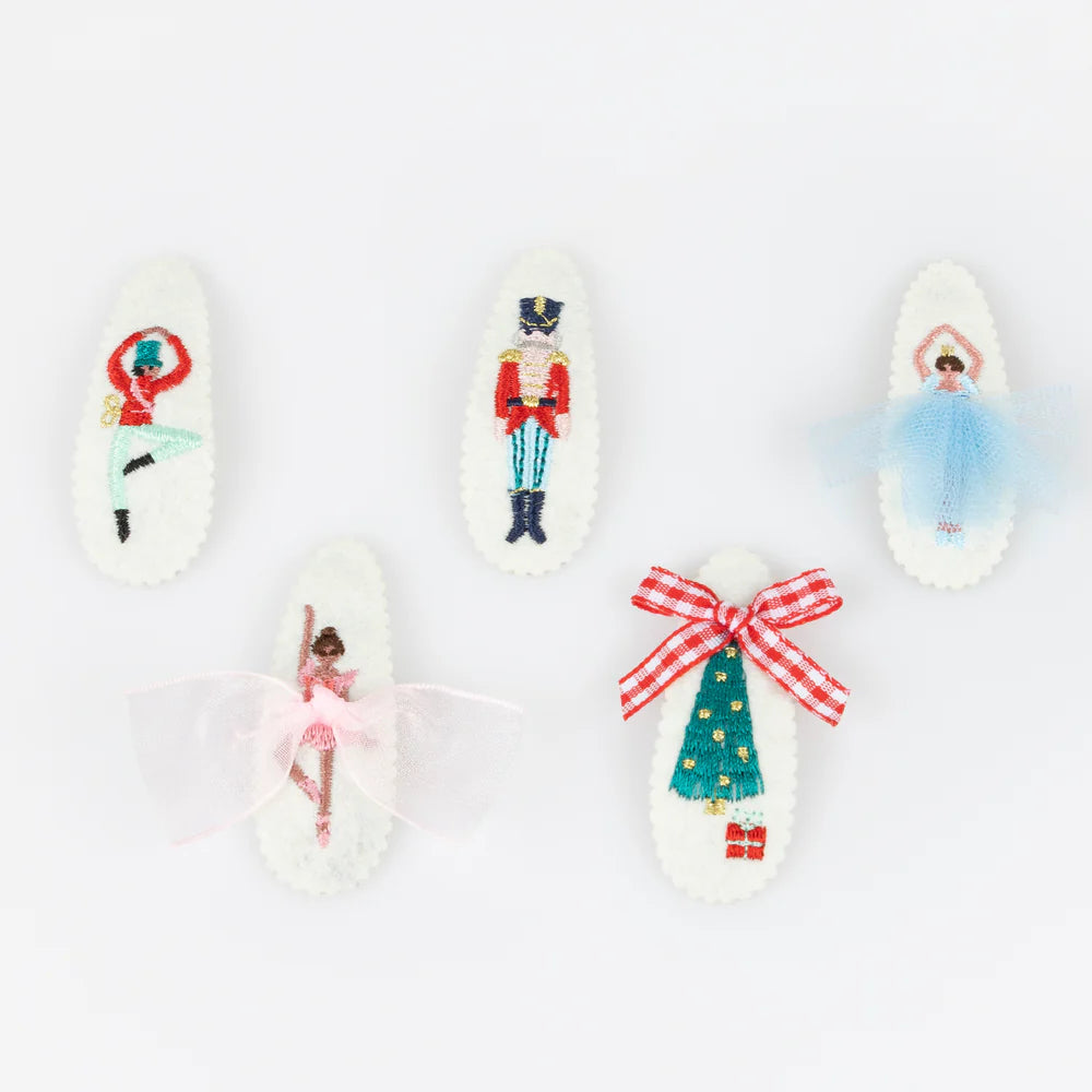 Embroidered Nutcracker Hair Clips (x5)