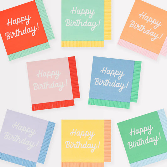 Mixed Happy Birthday Small Napkins (x16)