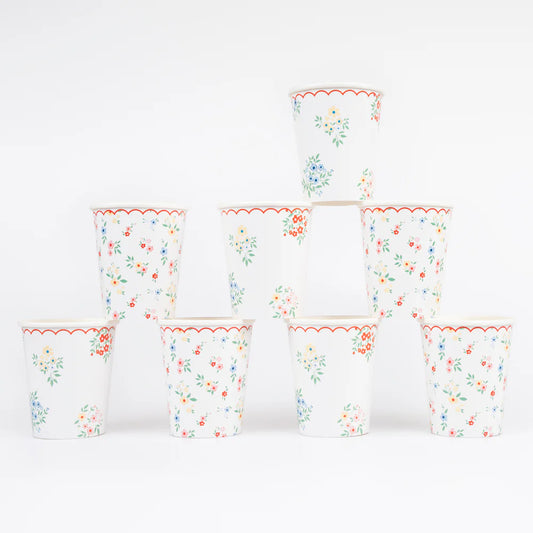 Ditsy Posy Scalloped Cups (x8)