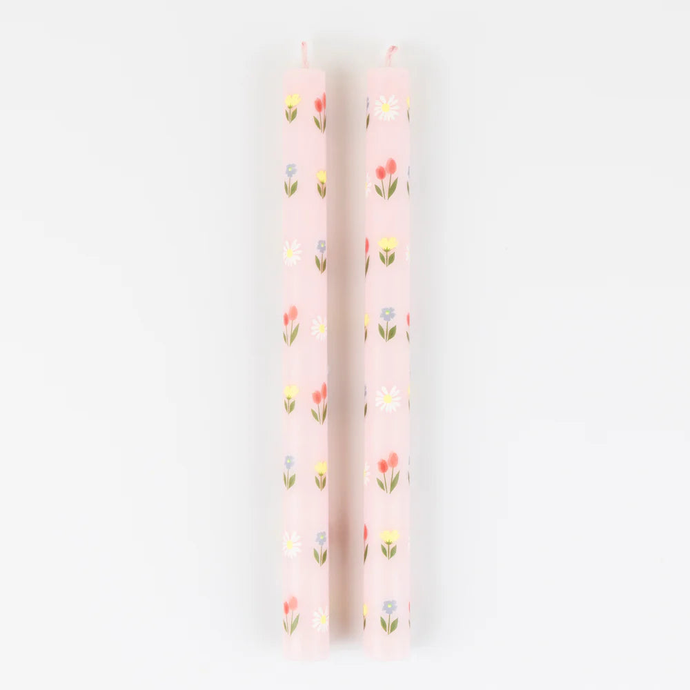 Floral Pattern Table Candles (x 2)