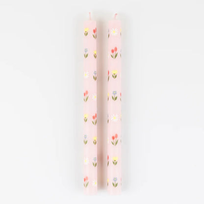 Floral Pattern Table Candles (x 2)