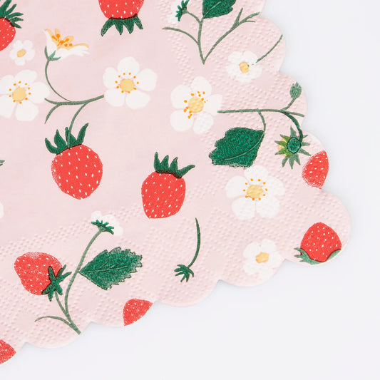 Strawberry Pattern Small Napkins (x16)