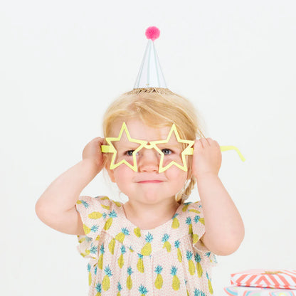 Stripe Pompom Mini Party Hats (x 8)